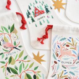 Personalised Partridge Christmas Stocking, Gift, Santa Sack, Keepsake First Christmas, Eve Box, Linen Stocking - thumbnail 4