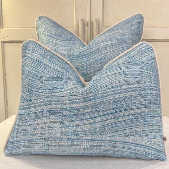 Cushions Made in Fermoie Wave Luxury Designer Decorative Rich Blue Linen Cushion Pillow Throw Cover - image 1