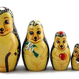 Handmade Hedgehog Nesting Dolls Wooden Puzzle Toy, Set Of 5 - thumbnail 4