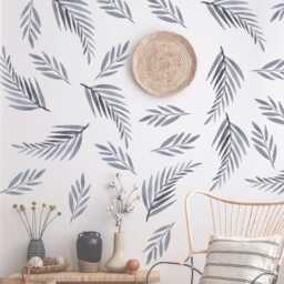 Black Watercolor Leaf Nursery Wall Decals, Peel Stick Fabric Vinyl - thumbnail 2
