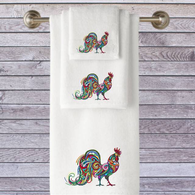 Personalized Rooster Embroidered Towels, Luxury Cotton Towel Range - image 1