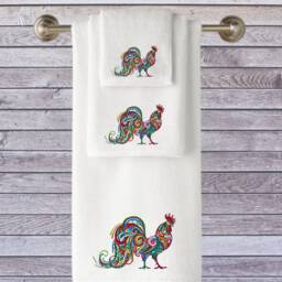 Personalized Rooster Embroidered Towels, Luxury Cotton Towel Range