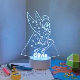 Personalised Tinkerbell Led Night Light - Remote Controlled, Laser Engraved - thumbnail 2