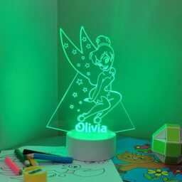 Personalised Tinkerbell Led Night Light - Remote Controlled, Laser Engraved - thumbnail 3