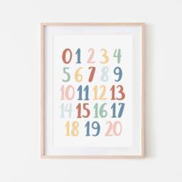 Rainbow Alphabet & Numbers Print Set, Blue Green Educational Prints, Scandi Nursery, Playroom Kids Art - thumbnail 3