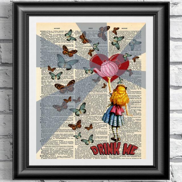 Alice in Wonderland Art Print Vintage Dictionary Page, Drink Me - image 1