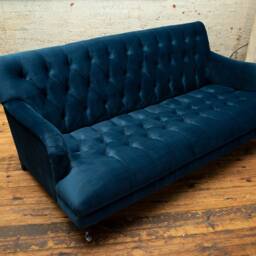 Handmade 3 Seater Ocean Navy Blue Velvet Chesterfield Sofa - thumbnail 3