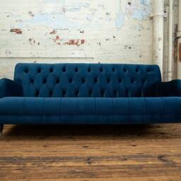 Handmade 3 Seater Ocean Navy Blue Velvet Chesterfield Sofa - thumbnail 2