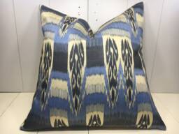 Silk Ikat Pillow Cover 24x24, Handwoven Decorative Cushion
