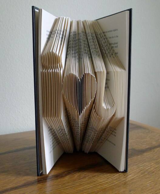 Anniversary Gift - Boyfriend/Girlfriend Handmade Paper I Love U Recycled Folding Book Art - image 1