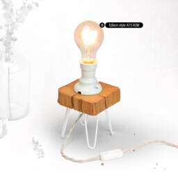 Unique Desk Lamp With Hairpin Legs, Reclaimed Barn Beam Wood & Vintage Porcelain Socket, Wabi Sabi Rustic Lamp, Unique Gift For Birthday - thumbnail 3