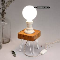 Unique Desk Lamp With Hairpin Legs, Reclaimed Barn Beam Wood & Vintage Porcelain Socket, Wabi Sabi Rustic Lamp, Unique Gift For Birthday - thumbnail 1