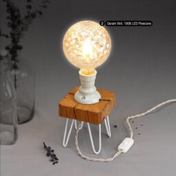 Unique Desk Lamp With Hairpin Legs, Reclaimed Barn Beam Wood & Vintage Porcelain Socket, Wabi Sabi Rustic Lamp, Unique Gift For Birthday - thumbnail 2