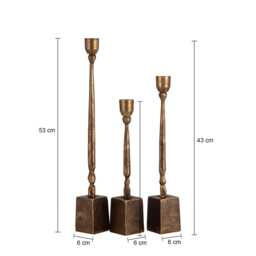Antique Gold Aluminum Candle Holder Modern Farmhouse Centerpiece - Set Of 3 - thumbnail 3