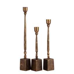 Antique Gold Aluminum Candle Holder Modern Farmhouse Centerpiece - Set Of 3 - thumbnail 2