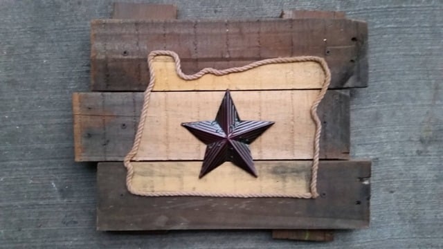 Oregon State Sign Art Custom Original Wood Framed Decor Rustic Natural Reclaimed Piece Upcycled Wall Hanging 16 X 13 - image 1