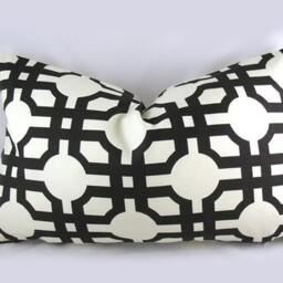 Decorative Pillow Cushion Cover - Accent Throw Waverly Groovy Grill Licorice, Fretwork Black, Off White - thumbnail 3