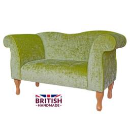 Handmade Lime Green Velvet Chaise Lounge Small Queen Anne Sofa