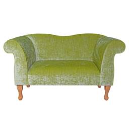 Handmade Lime Green Velvet Chaise Lounge Small Queen Anne Sofa - thumbnail 2