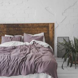 Washed Linen Bedding Set Violet Ash Duvet Cover & Pillowcases - thumbnail 2
