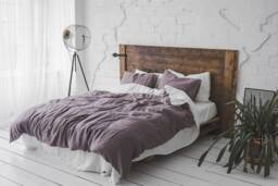 Washed Linen Bedding Set Violet Ash Duvet Cover & Pillowcases