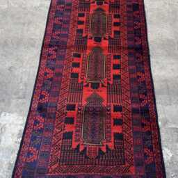 3'2x8'3 Handmade Afghan Wool Runner Rug - Oriental High Quality Turkmen Crafted , Boho Geometric Design Rustic Home Decor Rug - thumbnail 2