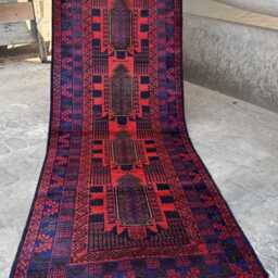 3'2x8'3 Handmade Afghan Wool Runner Rug - Oriental High Quality Turkmen Crafted , Boho Geometric Design Rustic Home Decor Rug - thumbnail 3