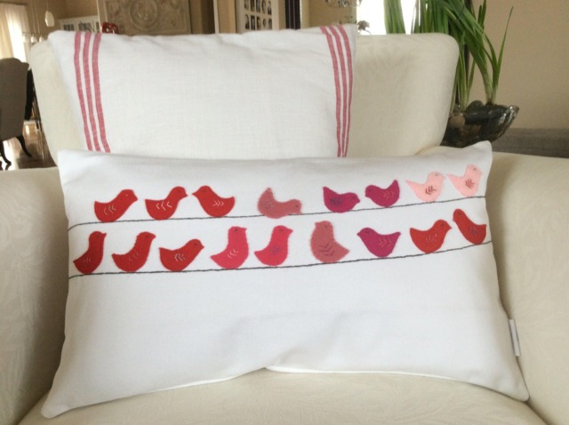 Felt Bird Applique Pillow Cover Farmhouse Nursery Decor - image 1