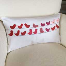 Felt Bird Applique Pillow Cover Farmhouse Nursery Decor - thumbnail 4