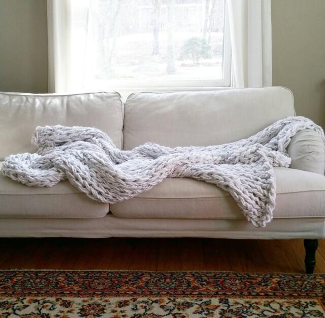 "The Big Arm Knit Blanket // Chunky Throw Double Size Full 90""x72" - image 1
