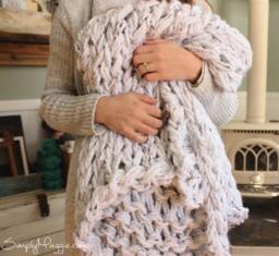 "The Big Arm Knit Blanket // Chunky Throw Double Size Full 90""x72" - thumbnail 3
