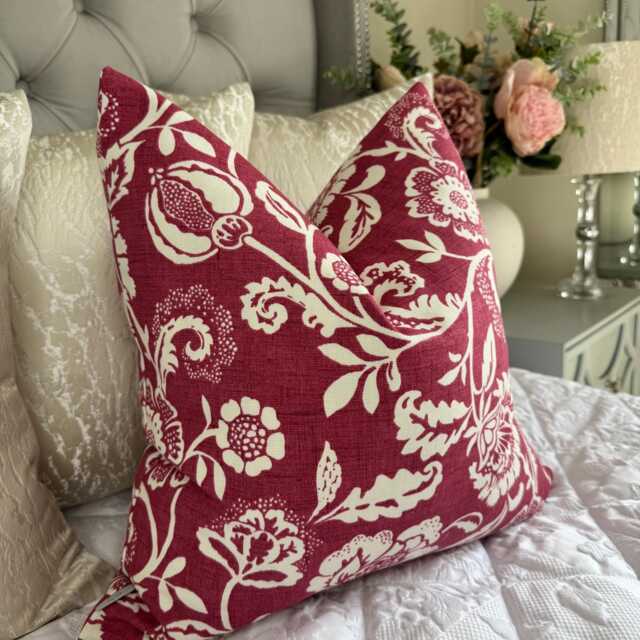 Decorative Pink Floral Pillow Cover - Cushion For Sofa, Bed, Chair, Living Room, Pink White Floral Leaf Design Double Sided/Cotton - image 1