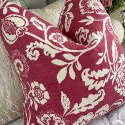 Decorative Pink Floral Pillow Cover - Cushion For Sofa, Bed, Chair, Living Room, Pink White Floral Leaf Design Double Sided/Cotton - thumbnail 2