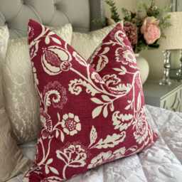 Decorative Pink Floral Pillow Cover - Cushion For Sofa, Bed, Chair, Living Room, Pink White Floral Leaf Design Double Sided/Cotton - thumbnail 1