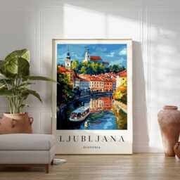 Ljubljana Poster Slovenia Travel Art, Balkan Decor - thumbnail 2
