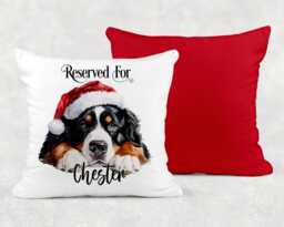 Personalised Dogs in Christmas Hats Reserved For Cushion, Cuddle Pillow, Xmas Gift - thumbnail 1