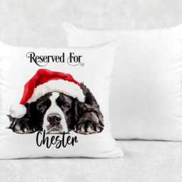 Personalised Dogs in Christmas Hats Reserved For Cushion, Cuddle Pillow, Xmas Gift - thumbnail 2