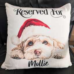 Personalised Dogs in Christmas Hats Reserved For Cushion, Cuddle Pillow, Xmas Gift - thumbnail 4