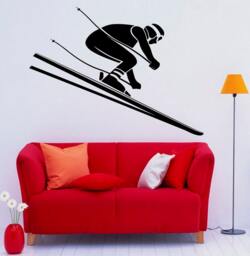 Skiing Ski Wall Vinyl Decal Skier Speed Sticker Extreme Winter Sport Art Design Murals Interior Home Decor(7Sk1N - thumbnail 1