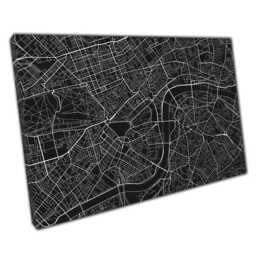 Monochrome London Map Canvas Wall Art For Home & Office Decor - Urban Cityscape Print Gift - thumbnail 1