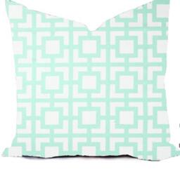 Pillow Cover Throw Accent Decor - Custom All Sizes 16x16, 18x18 Coral Salmon Orange Mint Green Modern Geo - thumbnail 1