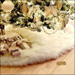 Faux Fur Christmas Tree Skirt - Shaggy Sheepskin Style, Usa Made - thumbnail 3