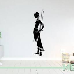 Tribal African Woman Vinyl Wall Decal - Warrior Art - thumbnail 2