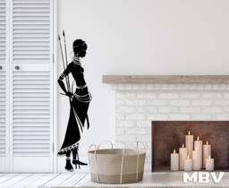 Tribal African Woman Vinyl Wall Decal - Warrior Art - thumbnail 1