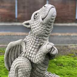 Concrete Sitting Baby Dragon Statue Stone Figure Cement Fantasy Creature Ornament Garden Mythical Sculpture Outdoor Decor Gift - thumbnail 2