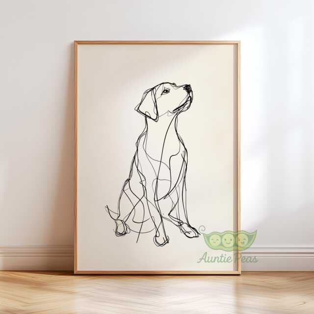 Labrador Line Wall Art, Minimalist Dog Sketch Print, Modern Pet Portrait, Black & White Animal Drawing, Lover Gift Decor - image 1