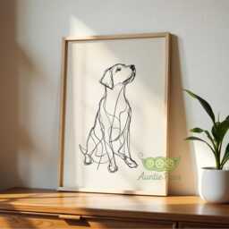 Labrador Line Wall Art, Minimalist Dog Sketch Print, Modern Pet Portrait, Black & White Animal Drawing, Lover Gift Decor - thumbnail 3