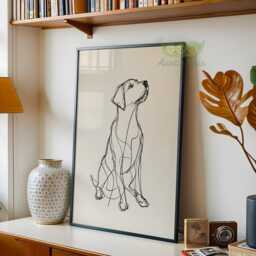 Labrador Line Wall Art, Minimalist Dog Sketch Print, Modern Pet Portrait, Black & White Animal Drawing, Lover Gift Decor - thumbnail 2