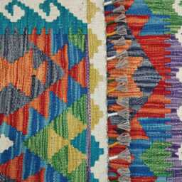 Multicolour Rug, Handmade Artisan Afghan Turkish Scandinavian Navajo Bohemian Flatweave Wool Kilim 149x98 cm - thumbnail 3