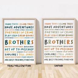Brothers Print - Boys Playroom Bedroom Nursery Decor Unframed - thumbnail 2